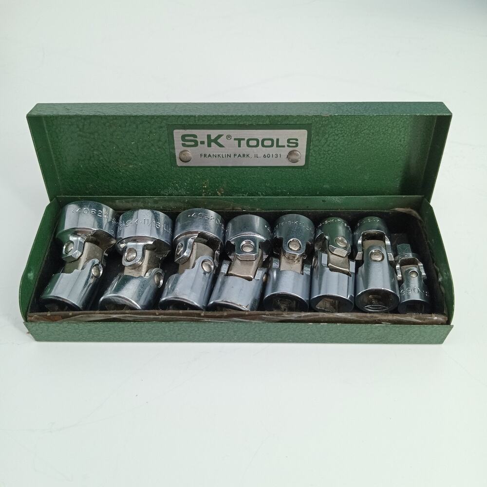 RARE VTG S-K Tools 3/8" Dr SAE Universal Swivel Socket Set 4607 SK USA Read!!